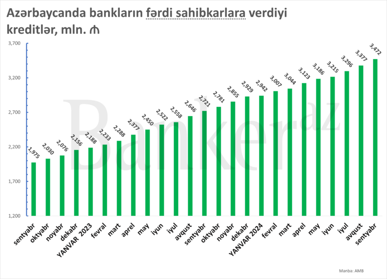 Fərdi sahibkarlara verilən kreditlər 3.5 mlrd. manata çatıb