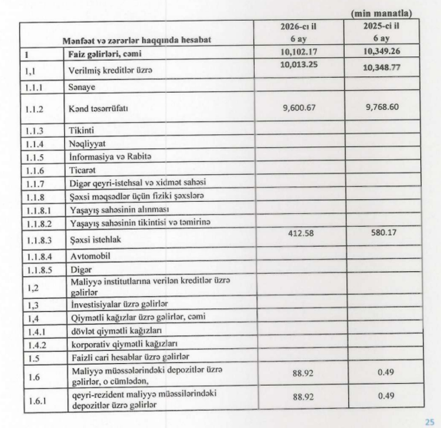 Kredit portfeli 3,5 milyon manat kiçilib, investorlara borcu 2,3 dəfə artıb –