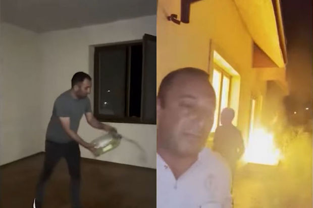 Laçında daha bir erməni evini yandırdı - VİDEO