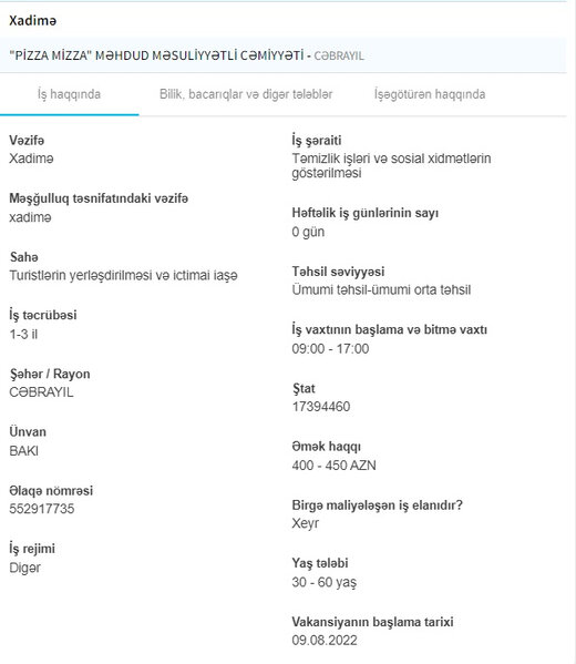 Qarabağda işləmək istəyənlərin nəzərinə! - İŞ YERLƏRİ