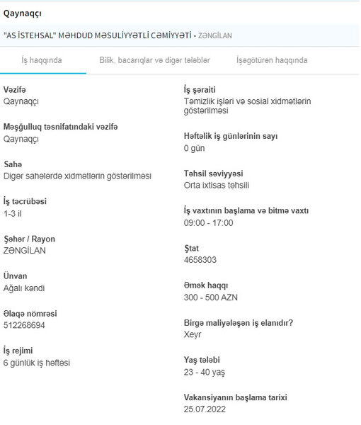 Qarabağda işləmək istəyənlərin nəzərinə! - İŞ YERLƏRİ