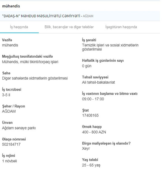 Qarabağda işləmək istəyənlərin nəzərinə! - İŞ YERLƏRİ