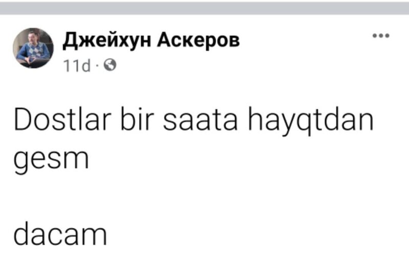 Ceyhun Əsgərovdan kədərli paylaşım - 'Bir saata həyatdan gedəcəm' - FOTO