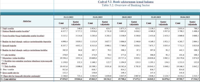 Azərbaycanın bank sektorunda son vəziyyət açıqlandı