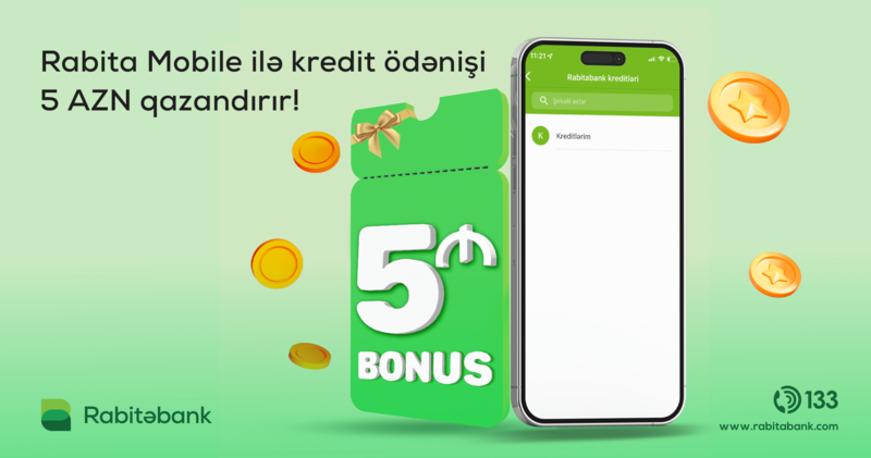 Rabita Mobile ilə kredit ödənişləri 5 AZN bonus qazandırır