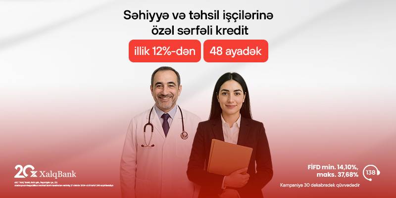 Xalq Bankdan təhsil və səhiyyə işçiləri üçün sərfəli kredit