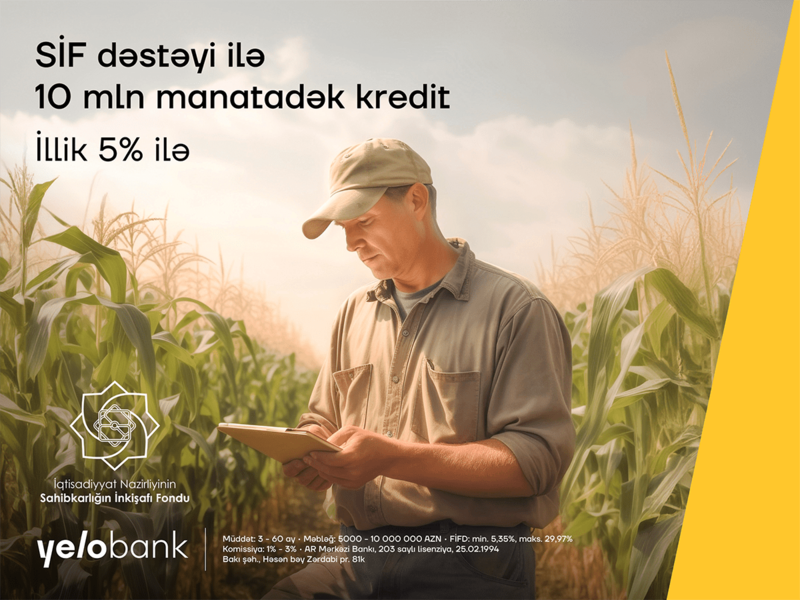 Yelo Bank-dan illik 5%-lik kreditlə biznesinizi böyüdün