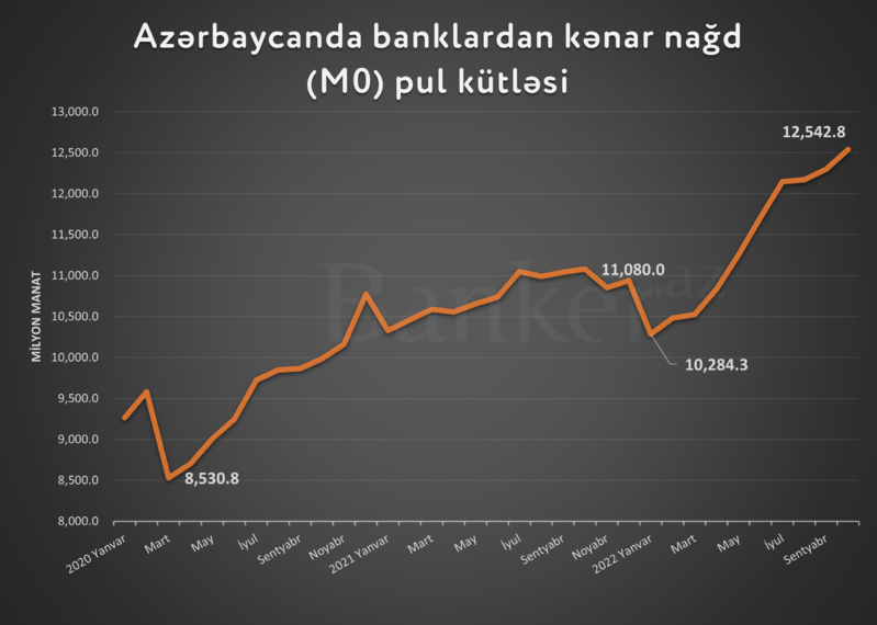 Mərkəzi Bank: banklardan kənarda olan nağd pulun həcmi 12.5 milyardı ötüb