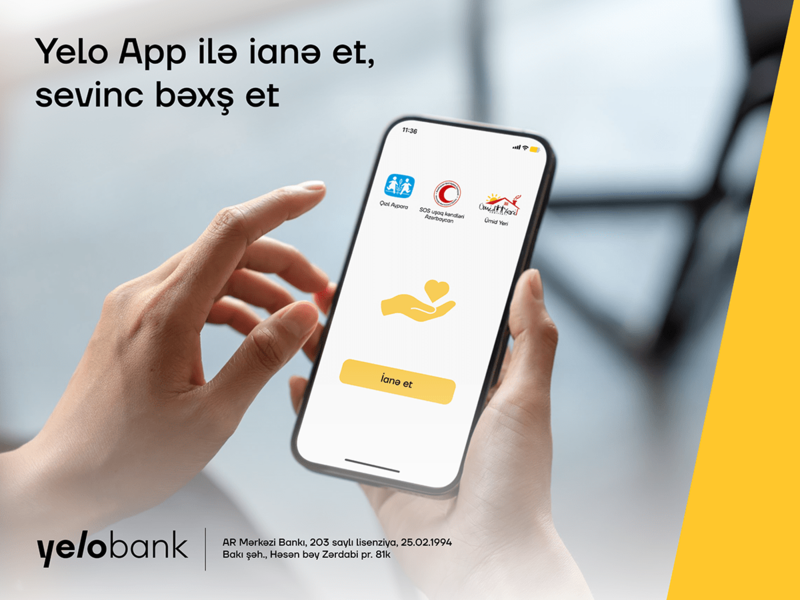 Xeyriyyə və yardım ödənişləri Yelo App-də