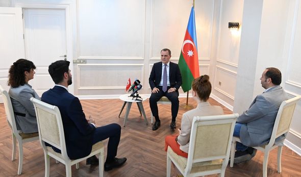 Ceyhun Bayramov Türkiyə mətbuatına müsahibə verib - FOTO