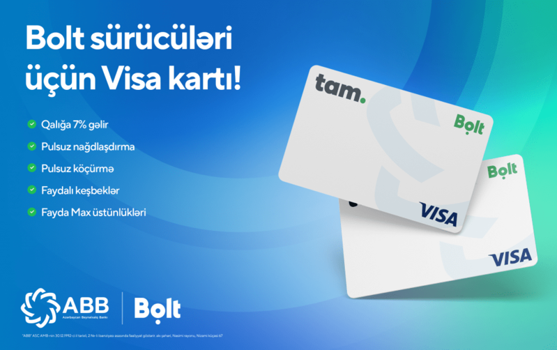 ABB-dən Bolt sürücülərinə özəl Visa kartı