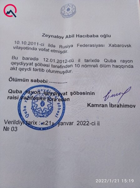 Sağ olduğu halda ölü kimi qeydiyyata salınan adam ölkəyə qayıda bilmir