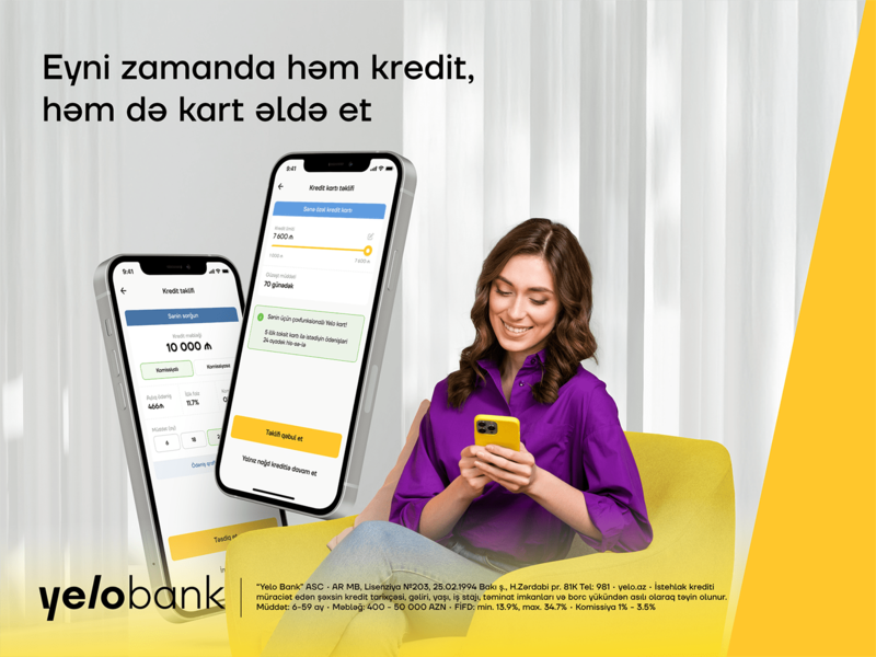 Yelo App-də kredit və taksit kartını eyni zamanda əldə et