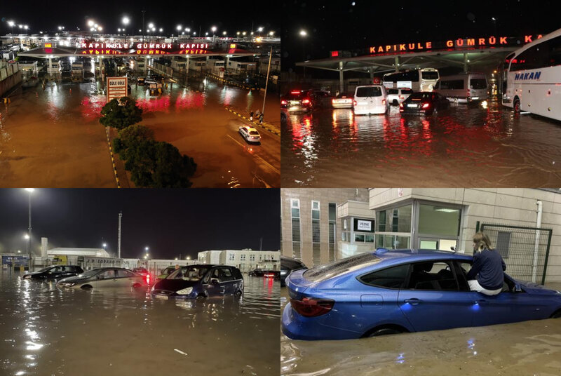 Türkiyə-Bolqarıstan sərhədi yağış suları altında qaldı: Gediş-gəliş dayandırıldı - VİDEO