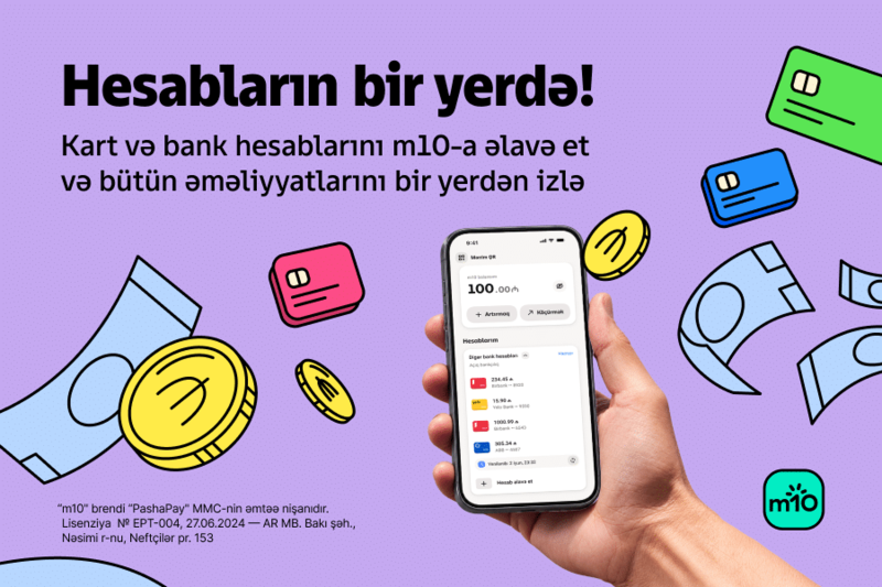 m10 ilə bank və kart hesablarınız artıq bir yerdə