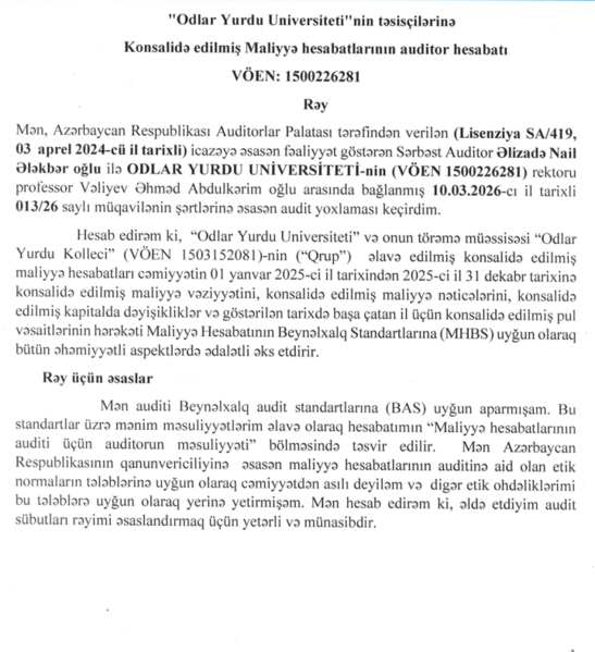 Vəliyevin universitetinin xalis mənfəəti 7,6 milyon manata çatıb – 42%-lik artım