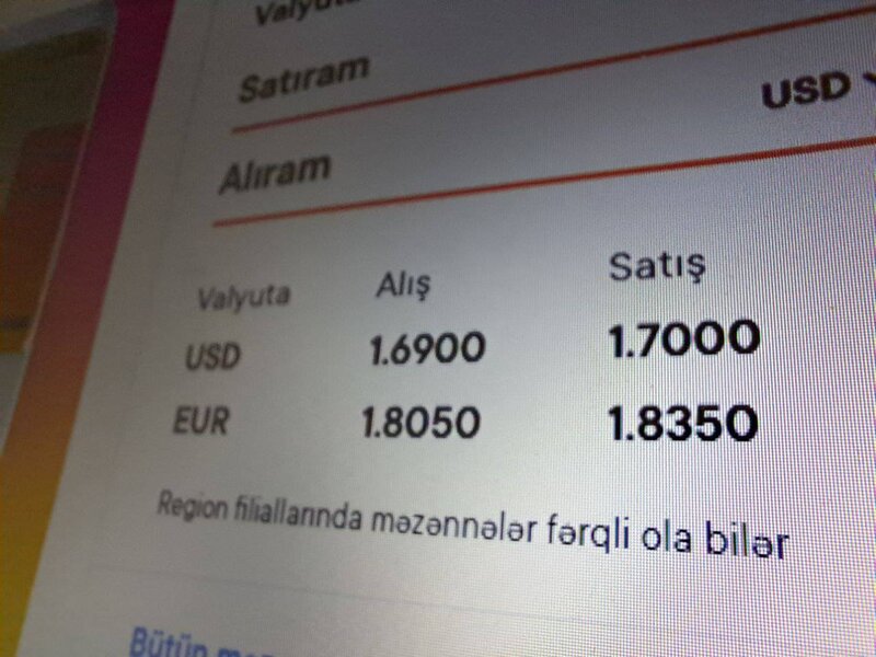 Azərbaycanda banklar ABŞ dollarının nağd satış məzənnəsini 1.7 manata endirdilər – SİYAHI