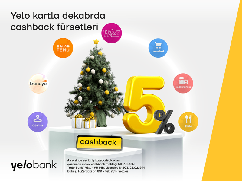 Yelo kartın dekabr üçün cashback fürsətləri