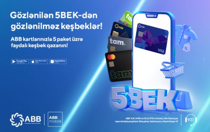 5 kateqoriya üzrə keşbek qazancı - ABB-dən yeni layihə