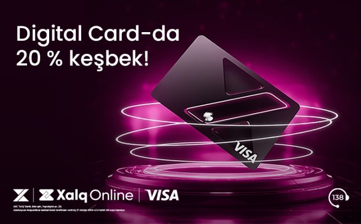 XalqOnline-da Digital Card-la ödənişə 20% keşbek