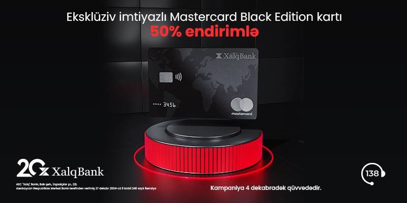 Xalq Bankdan MasterCard Black Edition kartına 50% endirim