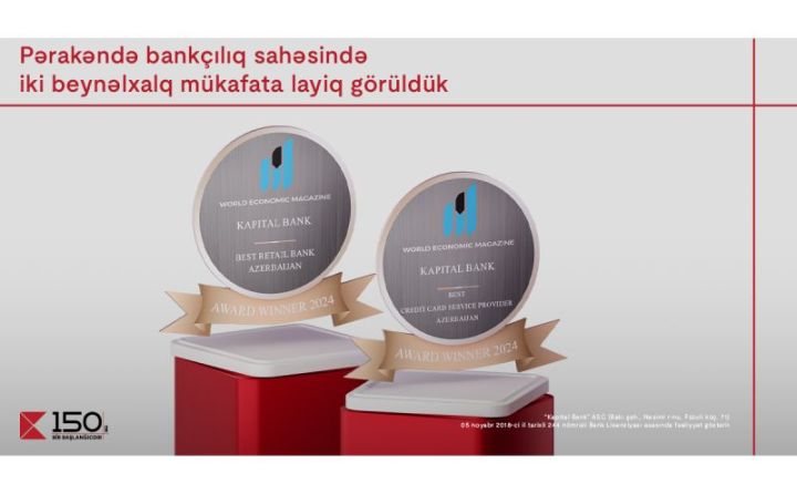 Kapital Bank pərakəndə bankçılıq sahəsində iki beynəlxalq mükafata layiq görüldü