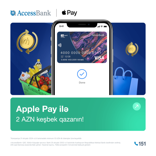 AccessBank-dan Apple Pay istifadəçilərinə sərfəli keşbek kampaniyası