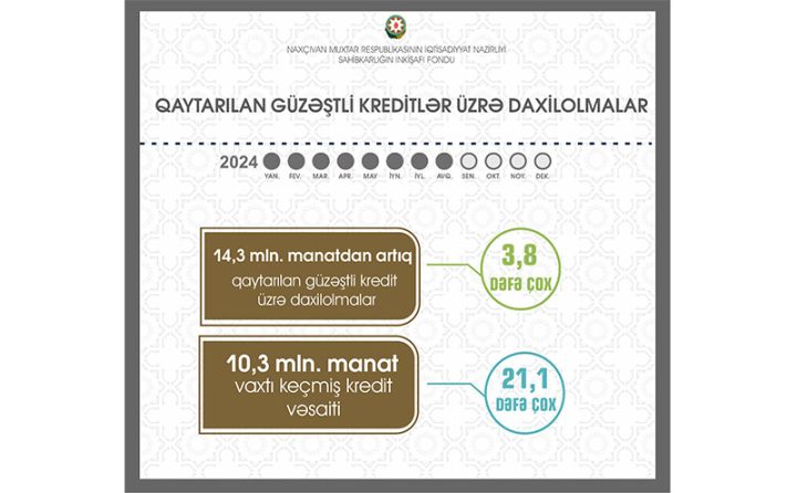 Naxçıvan Sahibkarlığın İnkişafı Fonduna vaxtı keçmiş kredit vəsaitinin ödənilməsi 21 dəfədən çox artıb