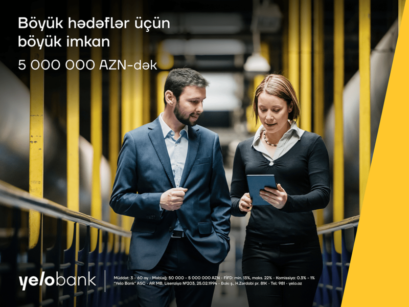 Yelo Bank-dan 12 ay güzəşt müddətli biznes krediti