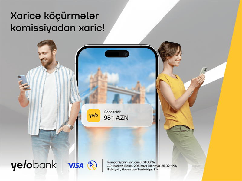 Yelo App-də komissiyasız xarici pulköçürmələri