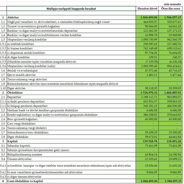 Azərbaycanda 5-ci böyük bankın da maliyyə vəziyyəti məlum oldu