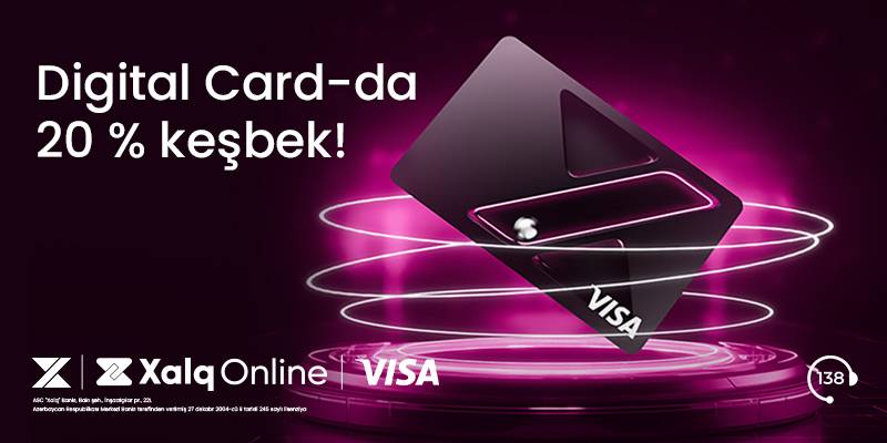 XalqOnline-da Digital Card-la ödənişə 20% keşbek