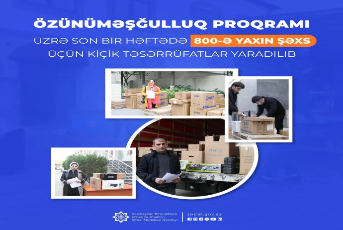 Son bir həftədə 800-ə yaxın şəxs üçün kiçik təsərrüfatlar yaradılıb