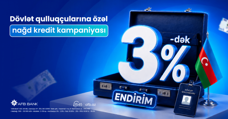 AFB Bank-dan dövlət qulluqçularına özəl güzəştli nağd kredit kampaniyası