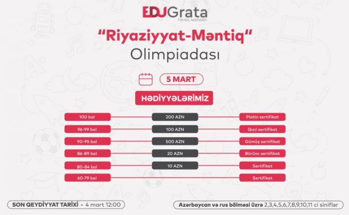 EDUGrata Təhsil Mərkəzi məktəblilər üçün 