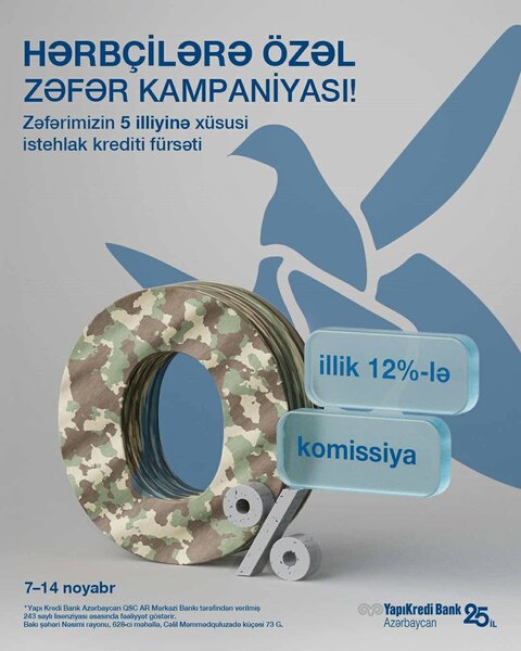 Yapı Kredi Bank Azərbaycandan zəfərimizin hərbçilərə özəl zəfər kampaniyası