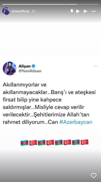 Müğənni Alişan: 'Ağıllanmayacaqlar, şərəfsizcəsinə hücum ediblər' - FOTO