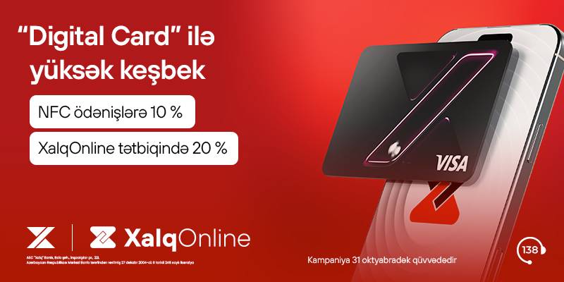 Xalq Bankdan Digital Card-la əməliyyatlara 20 %-dək keşbek