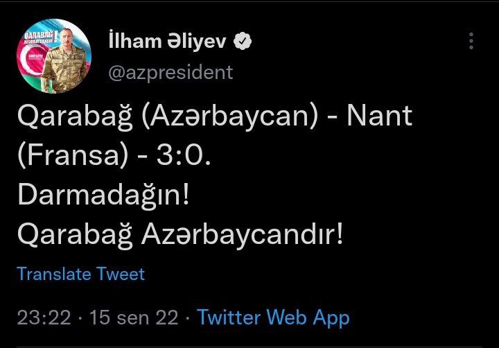 İlham Əliyev 'Qarabağ'ın qələbəsi ilə bağlı paylaşım etdi