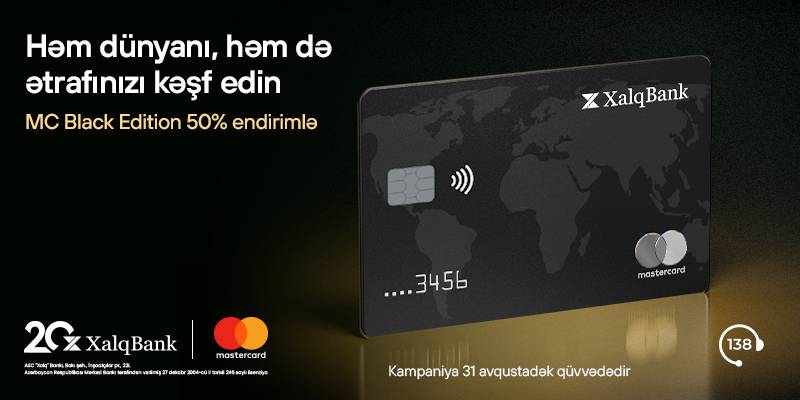 Xalq Bankdan MasterCard Black Edition kartına 50% endirim