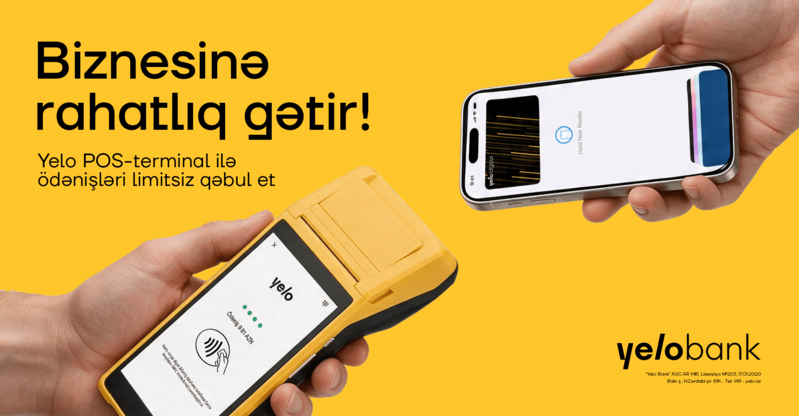 Yelo POS-terminal ilə ödənişləri limitsiz qəbul edin