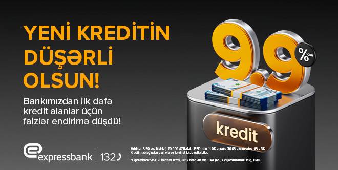Bu bankda kredit faizləri endi! – illik 9.9%-dən