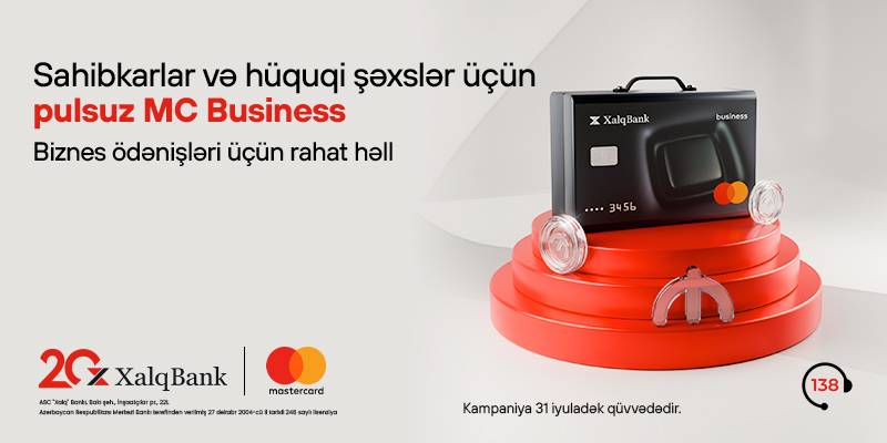 Xalq Bankdan sahibkar və hüquqi şəxslərə Mastercard Business kartı hədiyyə