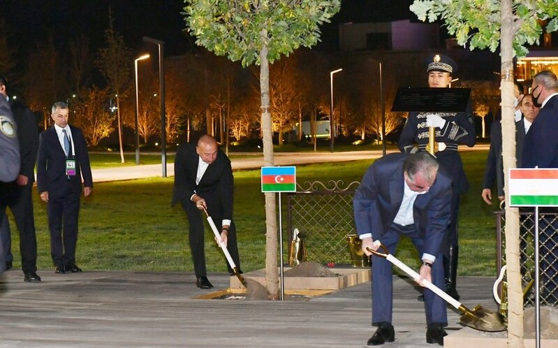 Dövlət başçıları Səmərqənddə ağac əkdilər - FOTO