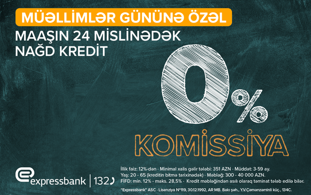 Müəllimlər və təhsil işçiləri üçün komissiyasız kredit