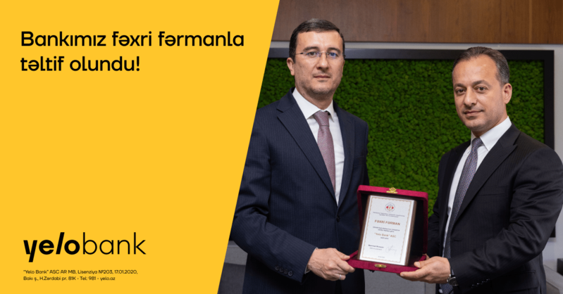 Yelo Bank Azərbaycan Sahibkarlar Konfederasiyasının fəxri fərmanına layiq görülüb