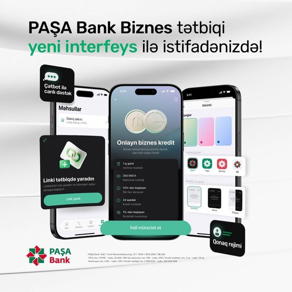 PAŞA Bank biznes, müştəriləri üçün nəzərdə tutulan mobil tətbiqinin yenilənmiş versiyasını istifadəyə verib