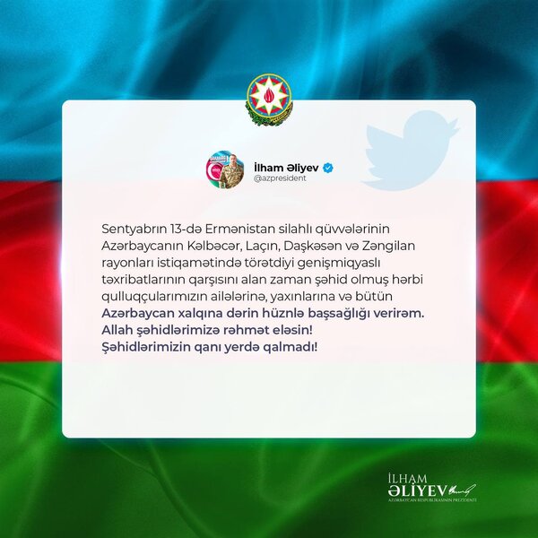 Prezident Azərbaycan xalqına başsağlığı verdi