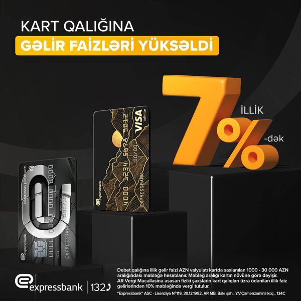 Expressbank kartlarında qalığa gəlir faizləri artdı