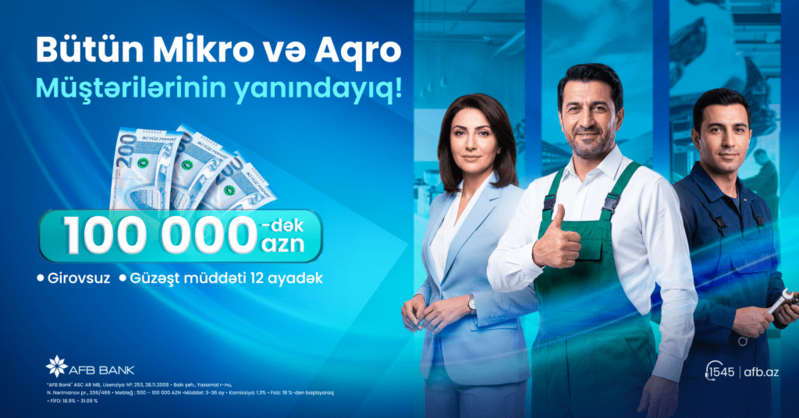 AFB Bank-dan Sahibkarlara Böyük Dəstək – 200 000 AZN-dək Mikro və Aqro Kredit İmkanı